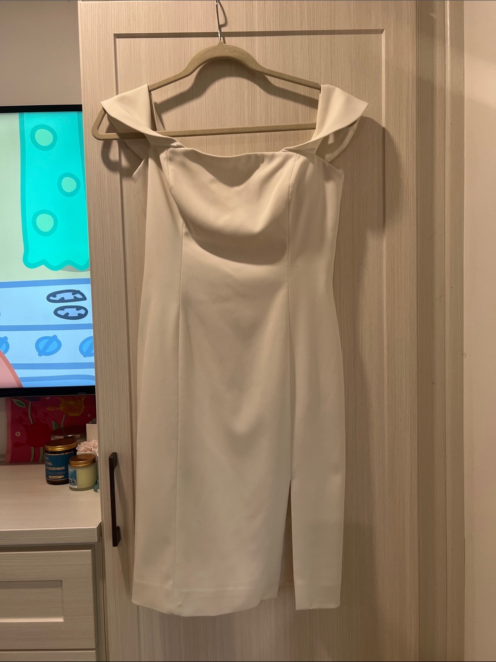 JAYGODFREY Cream Draped Neck Midi Dress